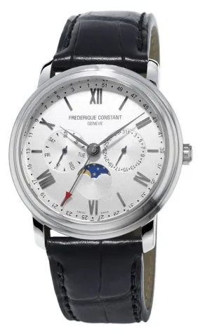 Frederique Constant Persuasion Classics Business Timer Moonphase Day/Date Black Leather Mens Watch FC-270SW4P6