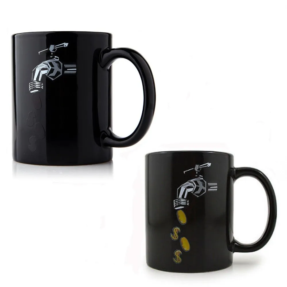 Funny Gold Coin Magic Color Change Mug Coffee Milk Tea Mug Office Coffee Mug Unique Gift Idea For Birthday