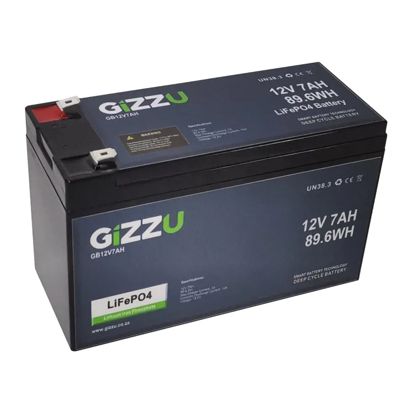 Gizzu 12V 7Ah Lifepo4 Batteries