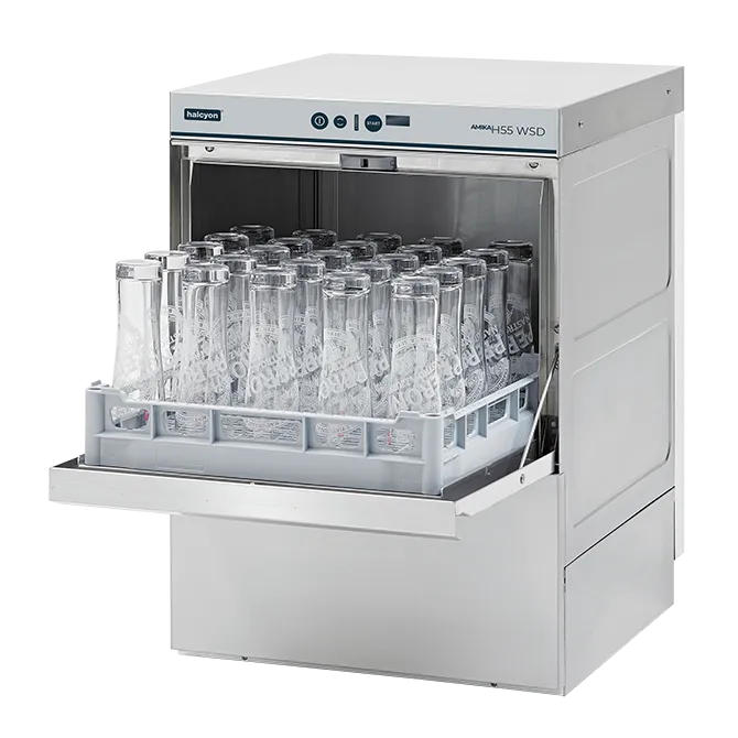 Halcyon Amika AMH55 WSD 500mm Basket Glasswasher With Drain Pump & Internal Softener