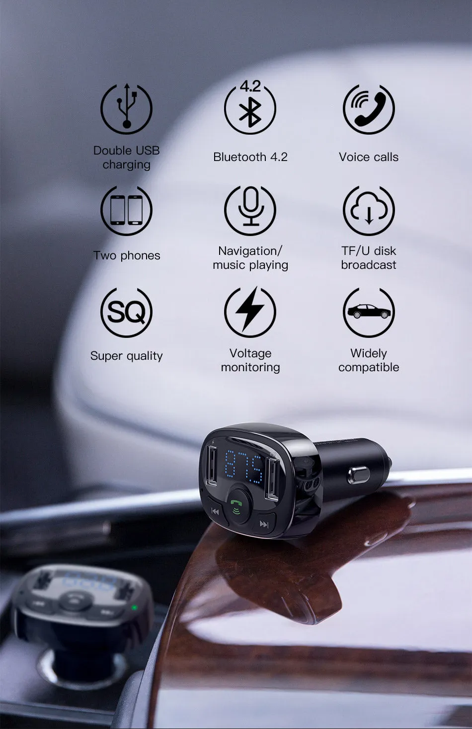 Handsfree Bluetooth FM Transmitter Car Charger