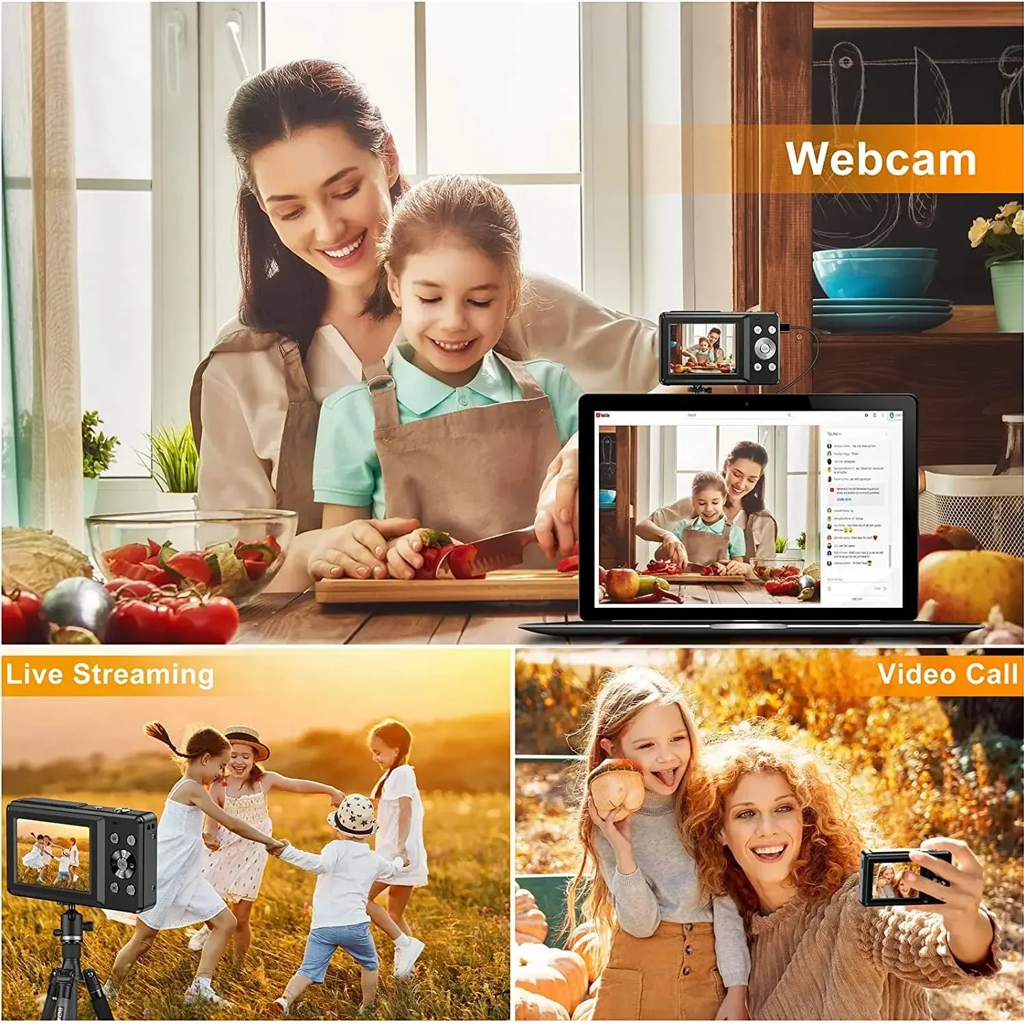 HD 2.4 Inches 1080P Digital Camera Rechargeable Cameras with 16X Zoom Compact Camera 44MP Cameras for Kids Girls Camera Digit