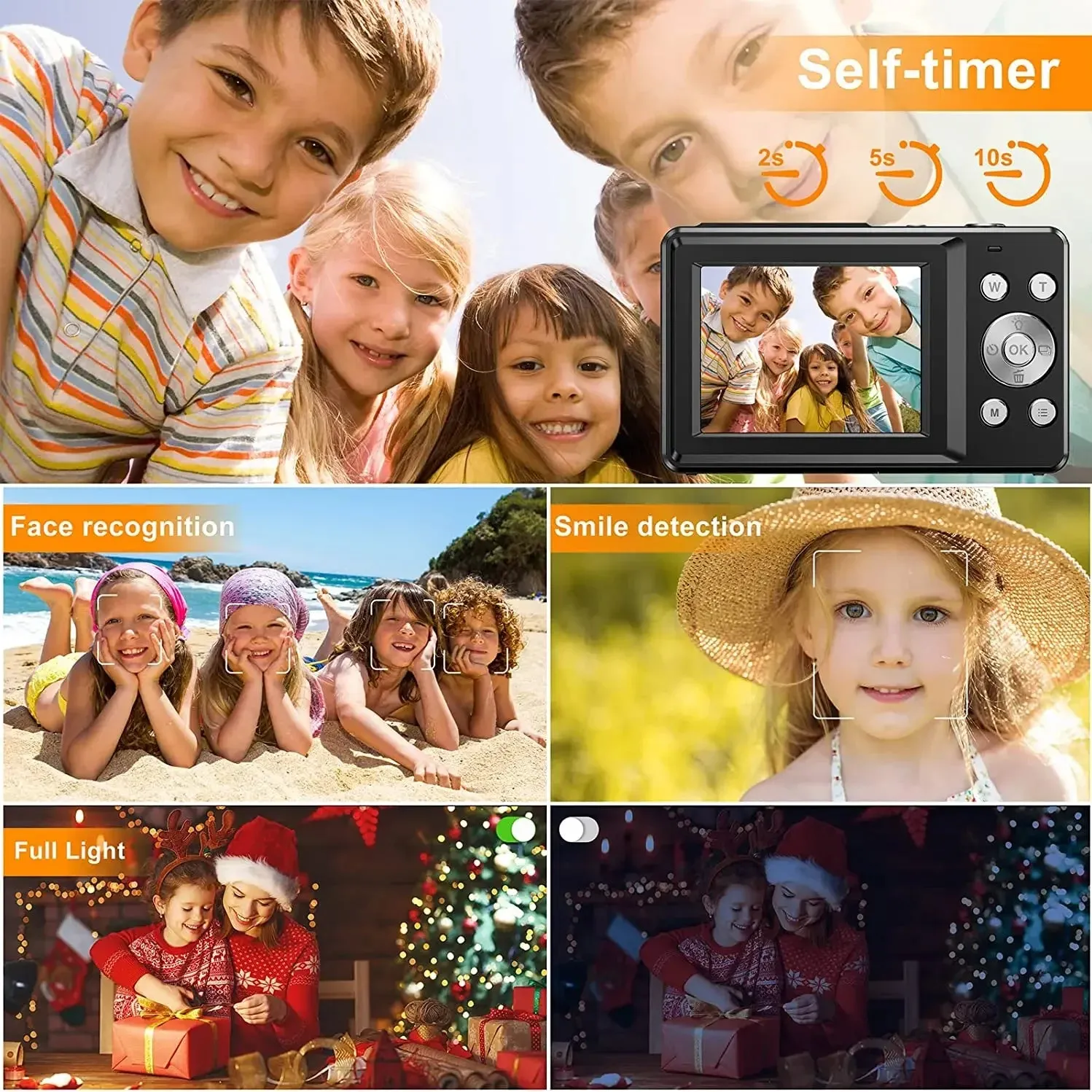 HD 2.4 Inches 1080P Digital Camera Rechargeable Cameras with 16X Zoom Compact Camera 44MP Cameras for Kids Girls Camera Digit
