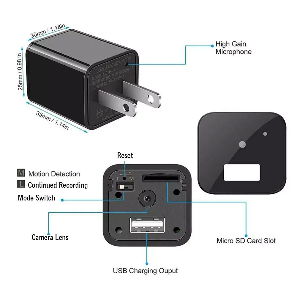 HD Mini Cube Phone Charger DVR Hidden Camera