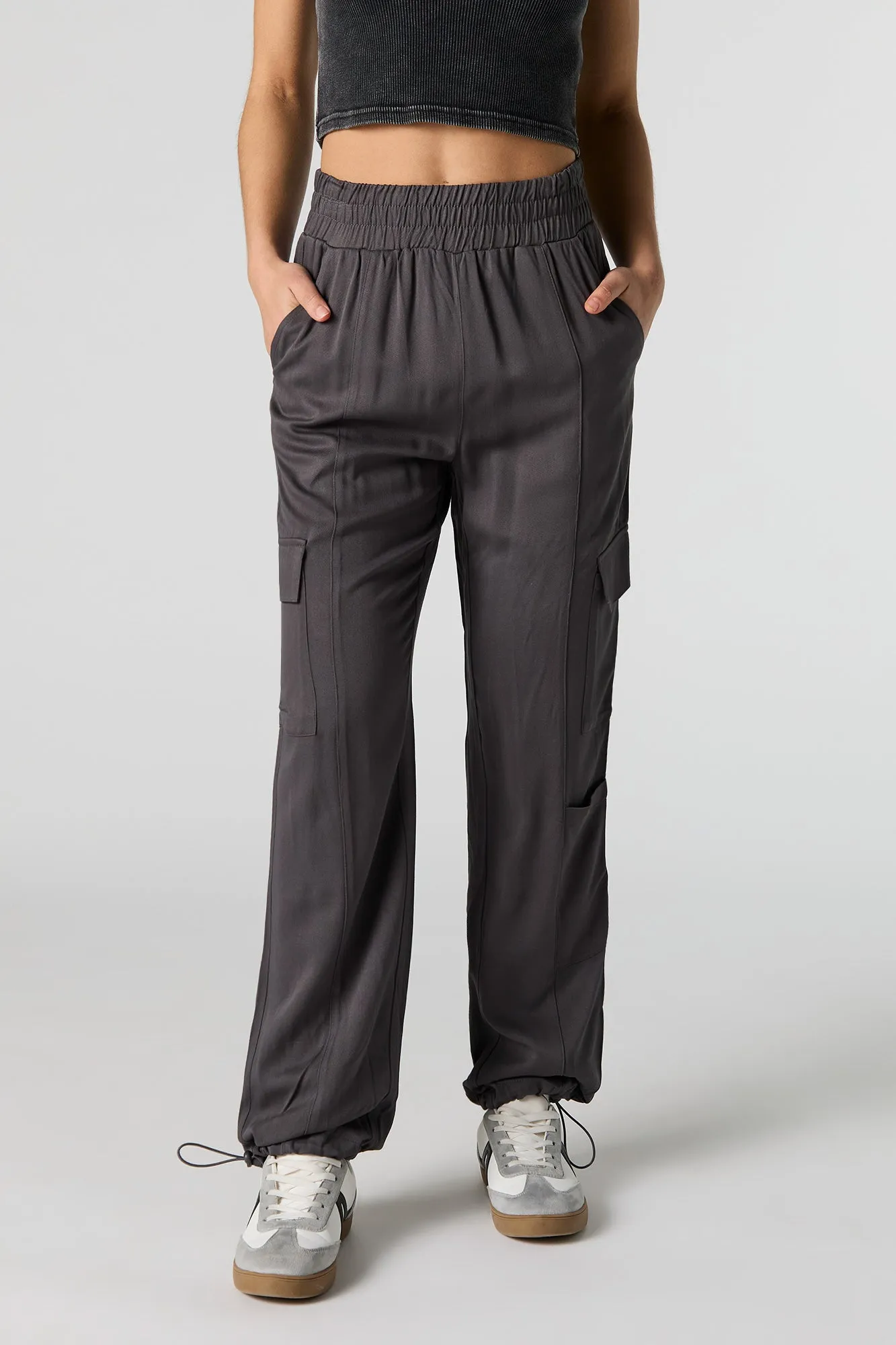 High Rise Toggle Hem Cargo Jogger