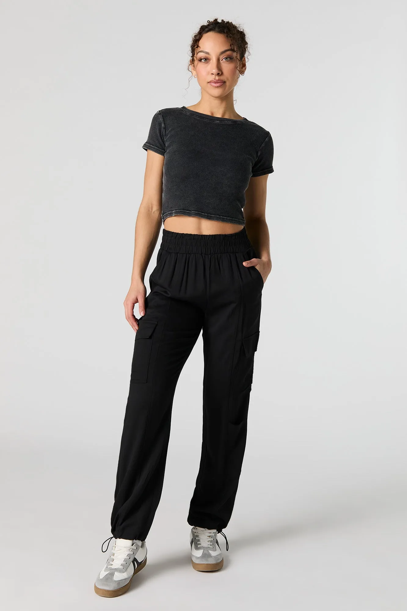 High Rise Toggle Hem Cargo Jogger