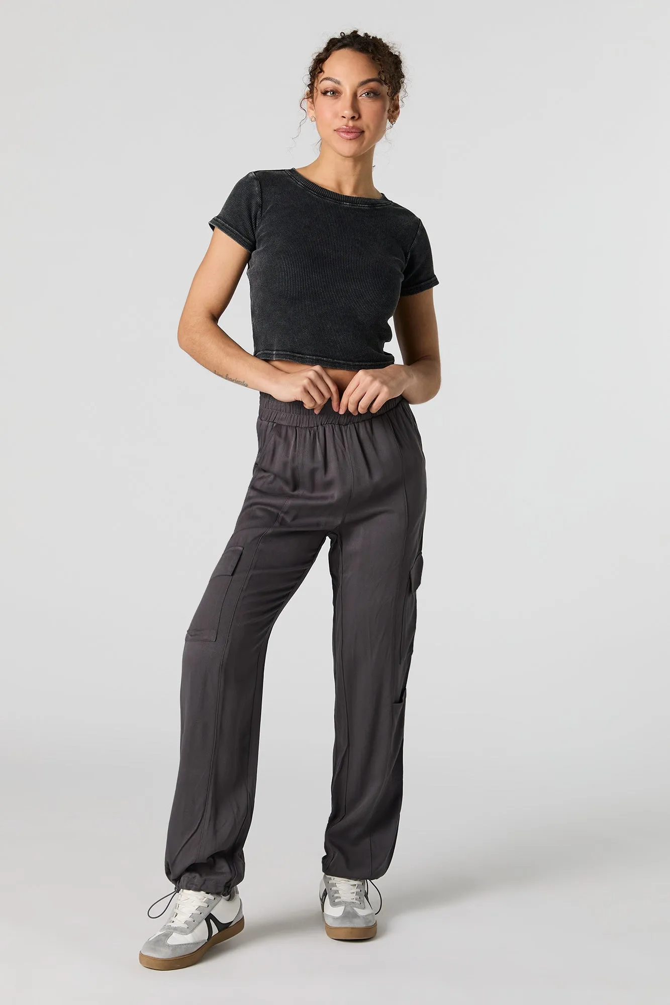 High Rise Toggle Hem Cargo Jogger