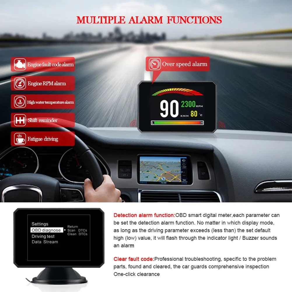 Hud Head-up Display P16 Obd Car Water Temperature Digital Display