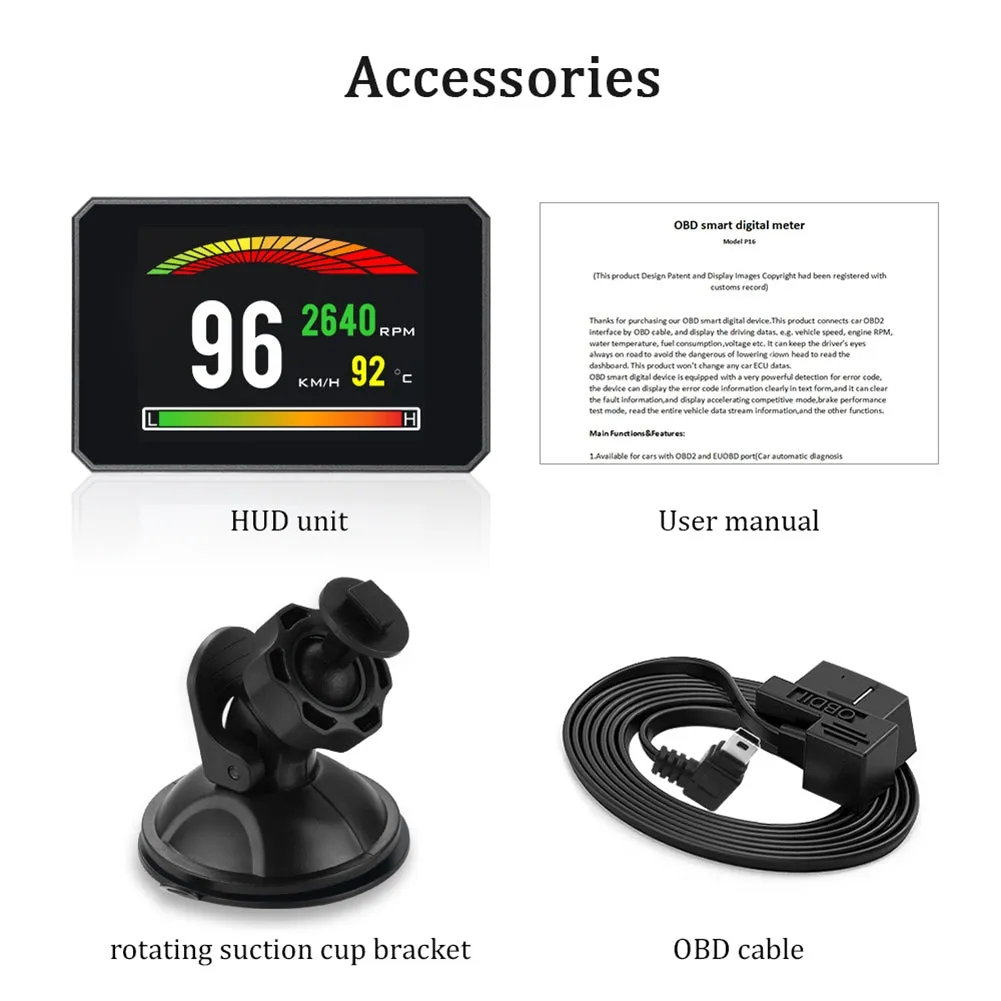 Hud Head-up Display P16 Obd Car Water Temperature Digital Display