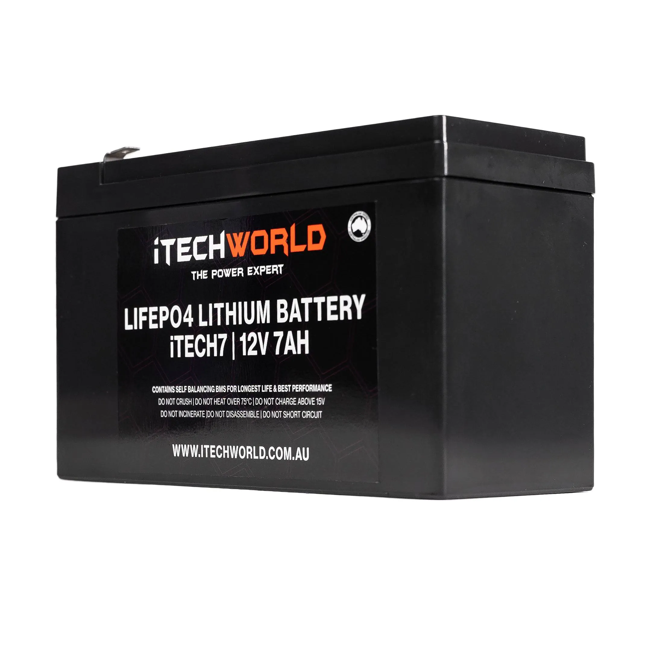 iTECH7 12v 7Ah Lithium Ion Battery - LiFePO4 Deep Cycle Camping RV Solar NBN Alarm