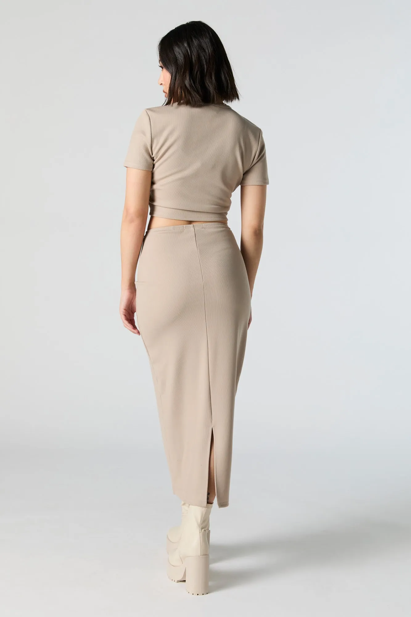 Jupe midi à taille haute cintrée