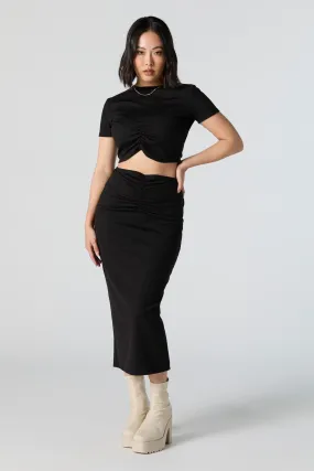 Jupe midi à taille haute cintrée