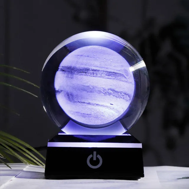 K9 Crystal 3D Laser Engraved Solar System Light