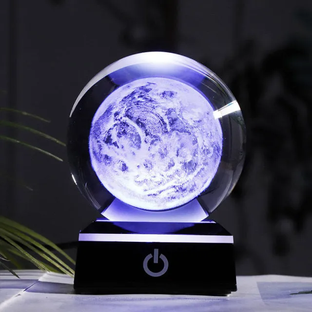 K9 Crystal 3D Laser Engraved Solar System Light