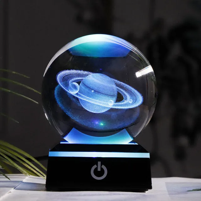 K9 Crystal 3D Laser Engraved Solar System Light