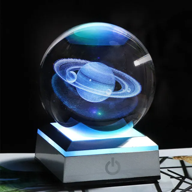 K9 Crystal 3D Laser Engraved Solar System Light