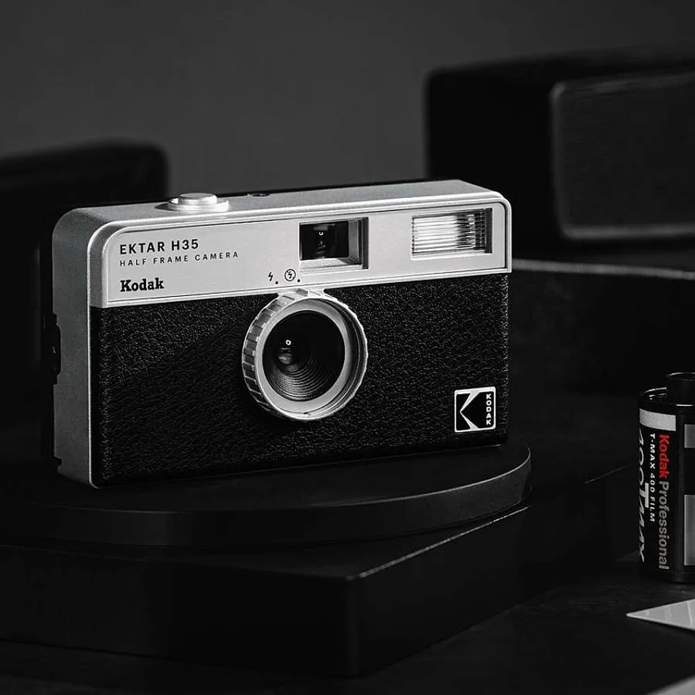 KODAK EKTAR H35 35mm Reusable Point & Shoot Analog Half Frame Film Camera with Max 72 Shots Exposures, Fixed Focus Wide-Angle Lens, Built-In Flash and Optical Viewfinder for Vintage Film Photography | Black, Brown, Off White, Sage, Sand