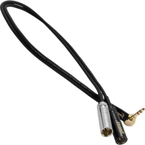 Kondor Blue Dual Mini XLR to 3.5mm Stereo Splitter Right Angle for C70/6K Pro/Rode