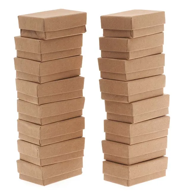 Kraft Brown Cardboard Jewelry Boxes 2.5 x 1.5 x 1 Inches (16 pcs)