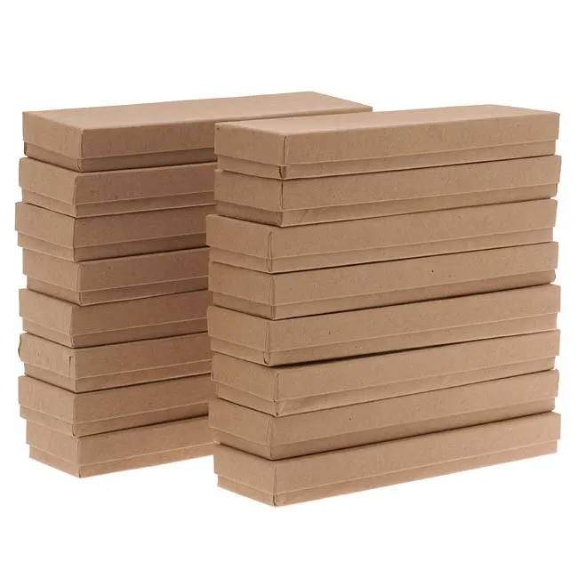 Kraft Brown Cardboard Jewelry Boxes 8 x 2 x 1 Inches (16 pcs)