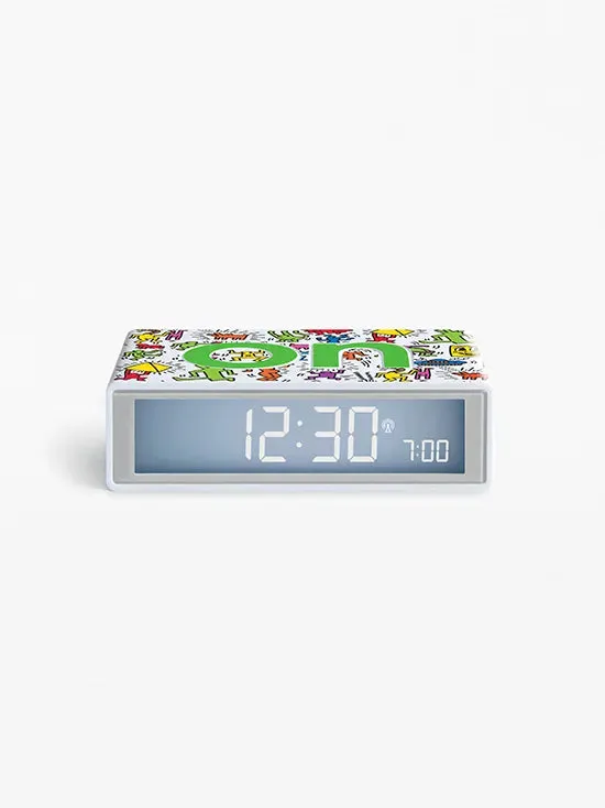 Lexon x Keith Haring Flip  Alarm Clock - Happy