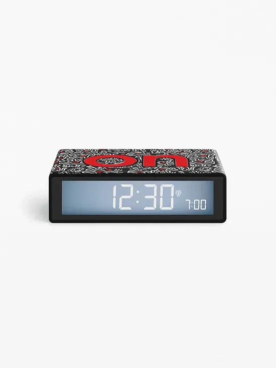 Lexon x Keith Haring Flip  Black Alarm Clock - Love