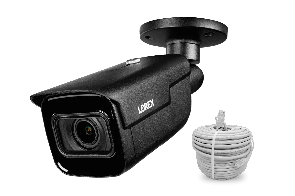 Lorex 4K IP Wired Bullet Security Camera with Motorized Varifocal Lens and Real-Time 30FPS Recording