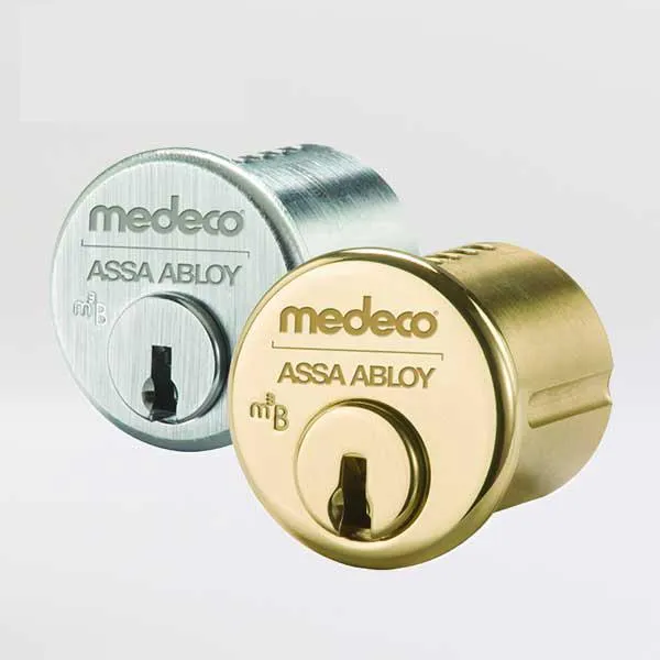 Medeco - 10J0200 - M3 BiLevel - 6-Pin - 1-1/8" Mortise Cylinder - Z01 Standard Yale Cam - DL Keyway Pinned - 05 - Bright Brass - Grade 1