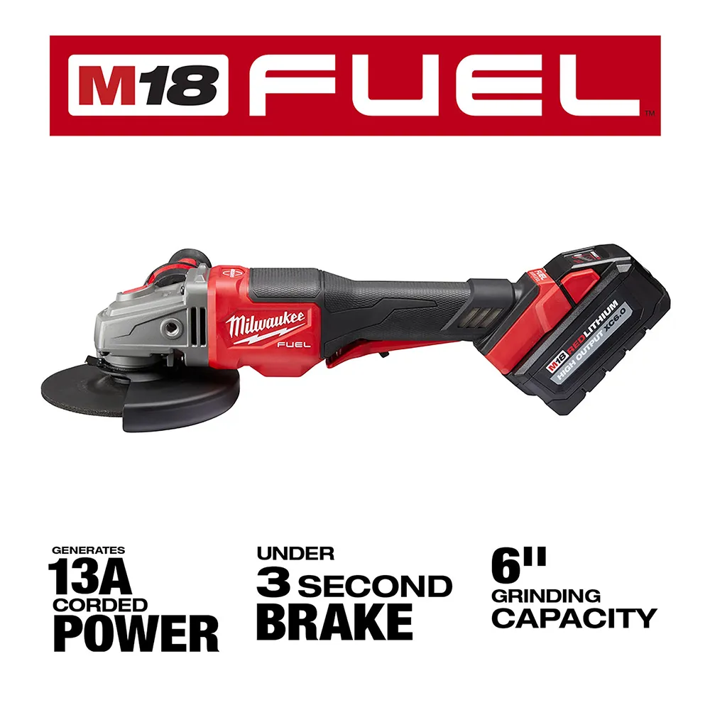 Milwaukee M18 Fuel 4-1/2" - 6" No Lock Braking Grinder with Paddle Switch 2 Battery Kit