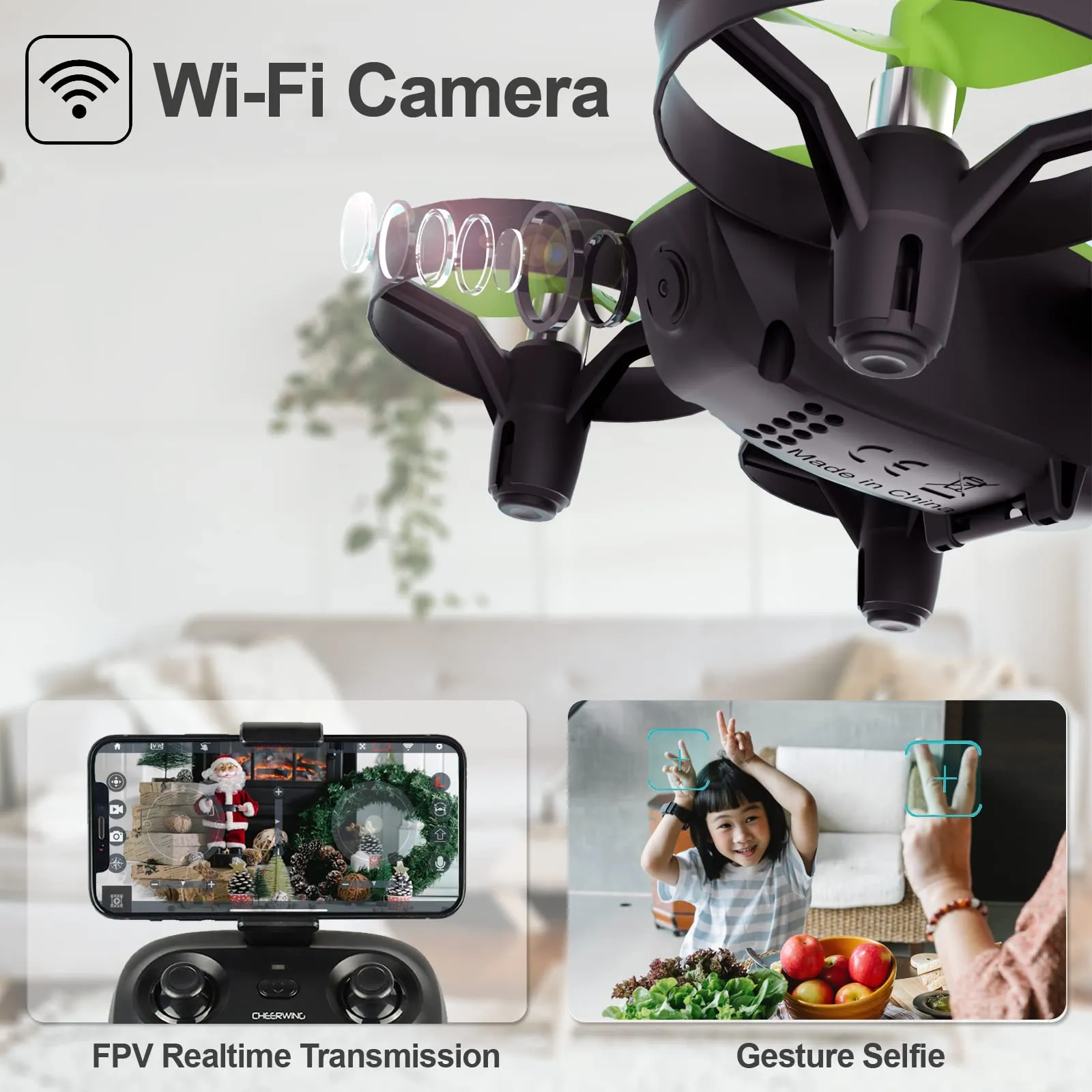 Mini Drone for Kids WiFi FPV Drone with Camera, RC Drone Gift Toy for Boys and Girls with Auto Hovering, Voice Control