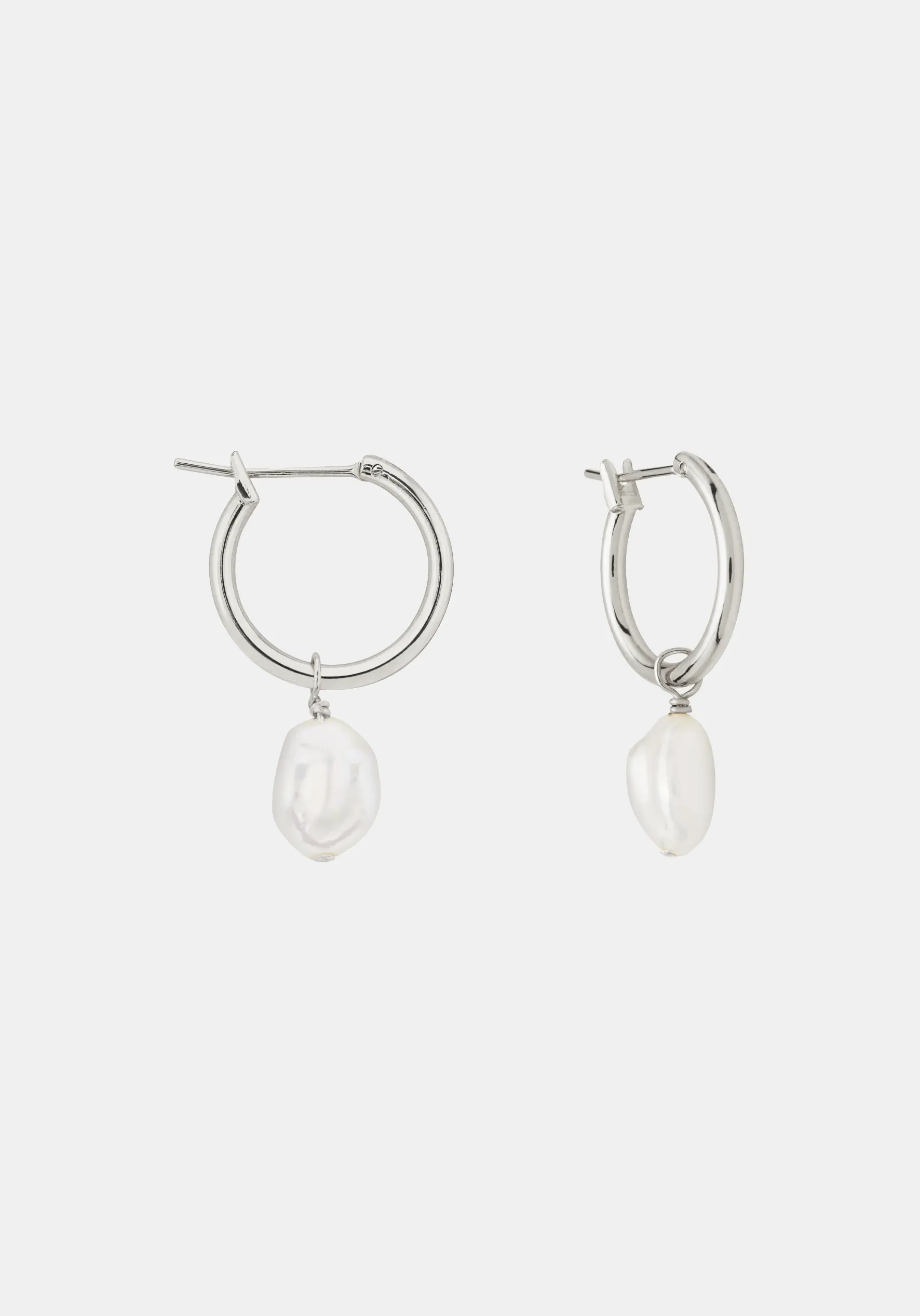 Mini Keshi Pearl Hoops - Silver