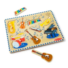 Musical Instruments Sound Puzzle - Wooden Peg Puzzle with Light-Activated Sounds (8 pcs)