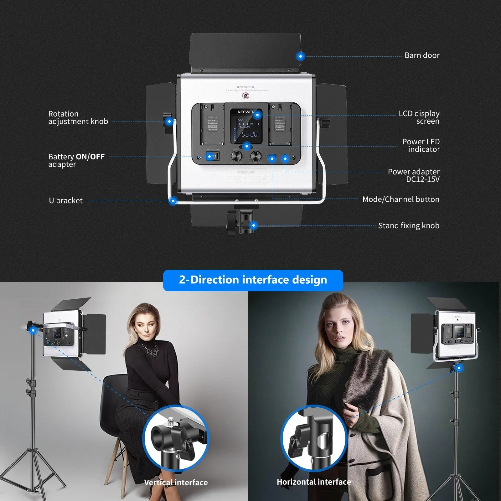 Neewer 2 or 3 Packs 660 RGB Led Light with APP Control, Photography Video Lighting Kit with Stands and Bag, 660 SMD LEDs CRI97