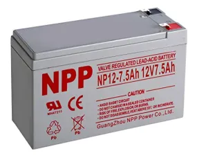 NPP 12V 7.5Ah 12Volt SLA Sealed Lead Acid Rechargeable Battery with F2 Terminals