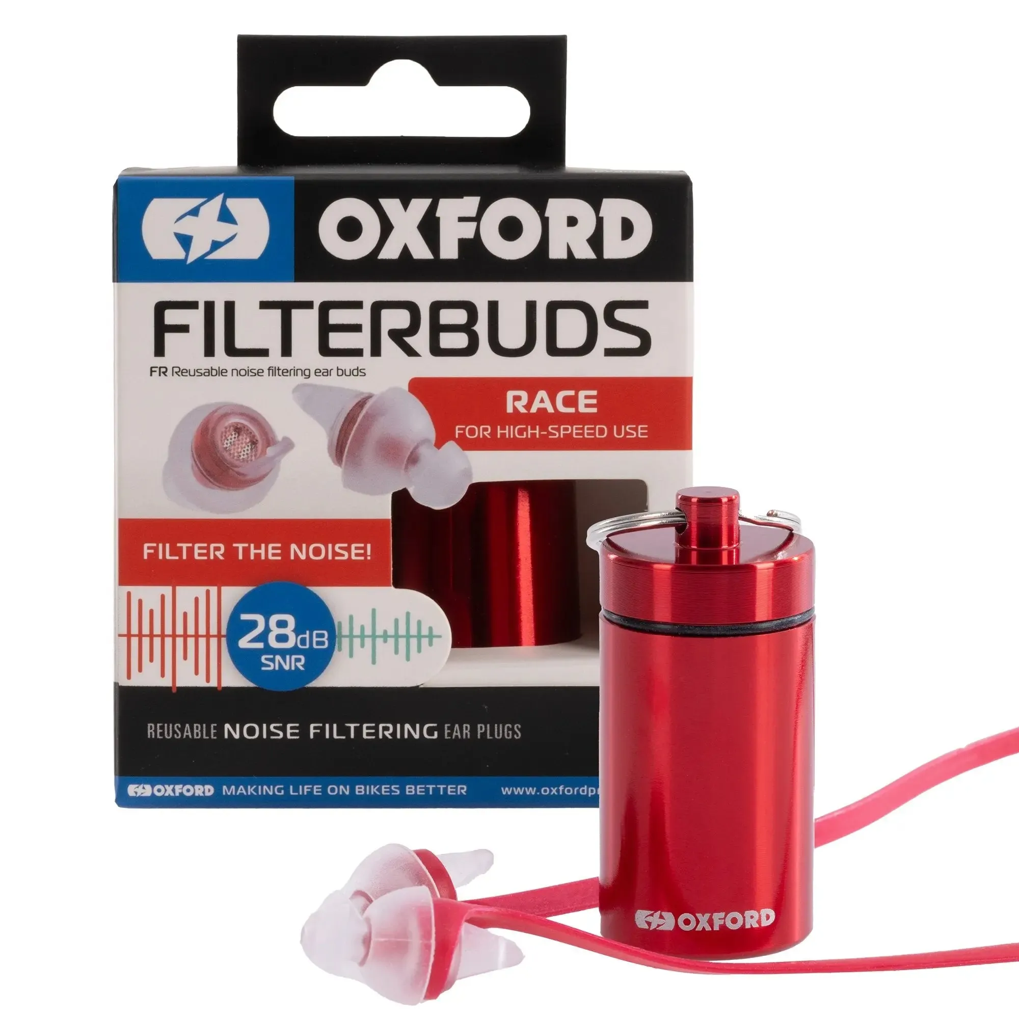 Oxford FilterBuds Race 28 SNR Ear Buds Clear / Red