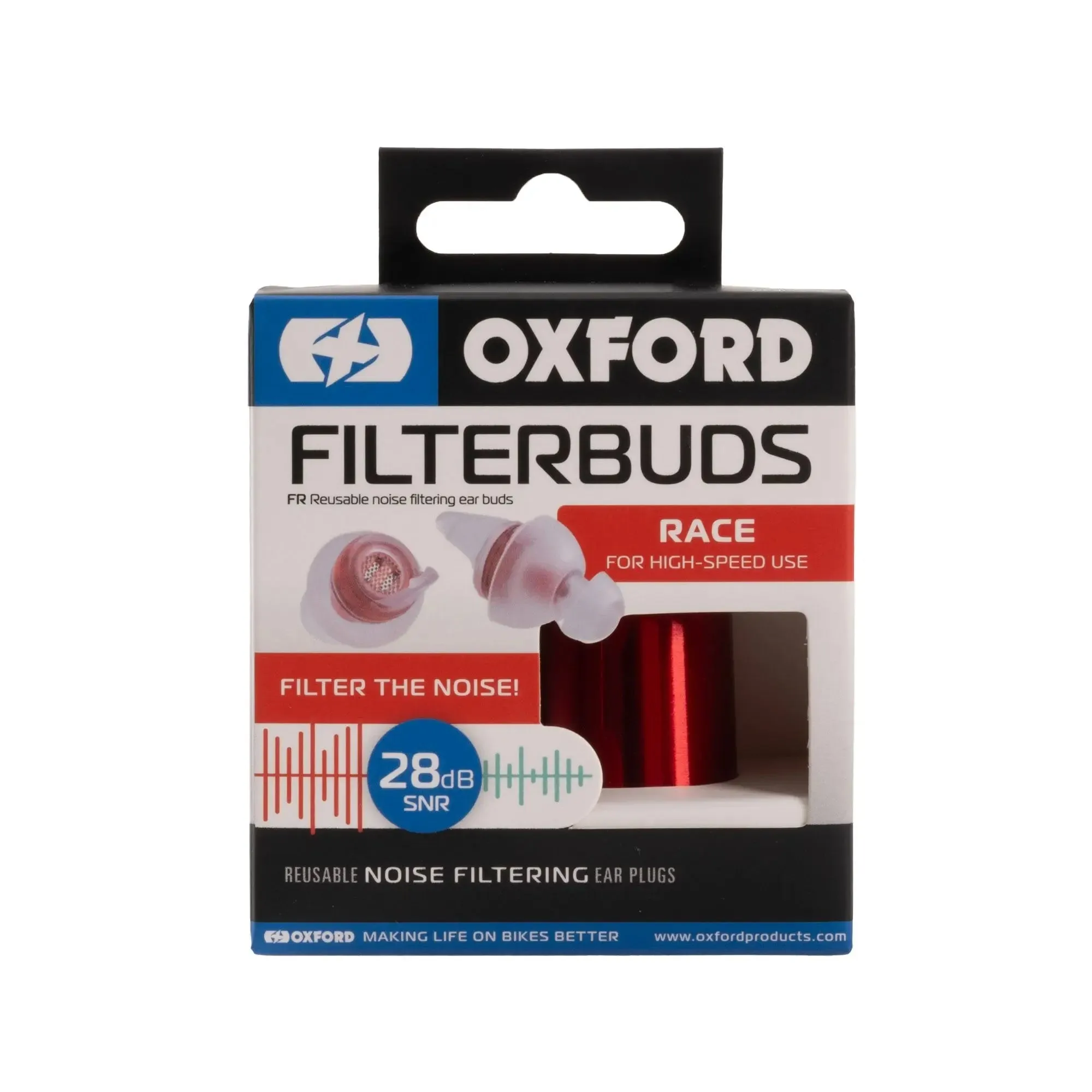 Oxford FilterBuds Race 28 SNR Ear Buds Clear / Red