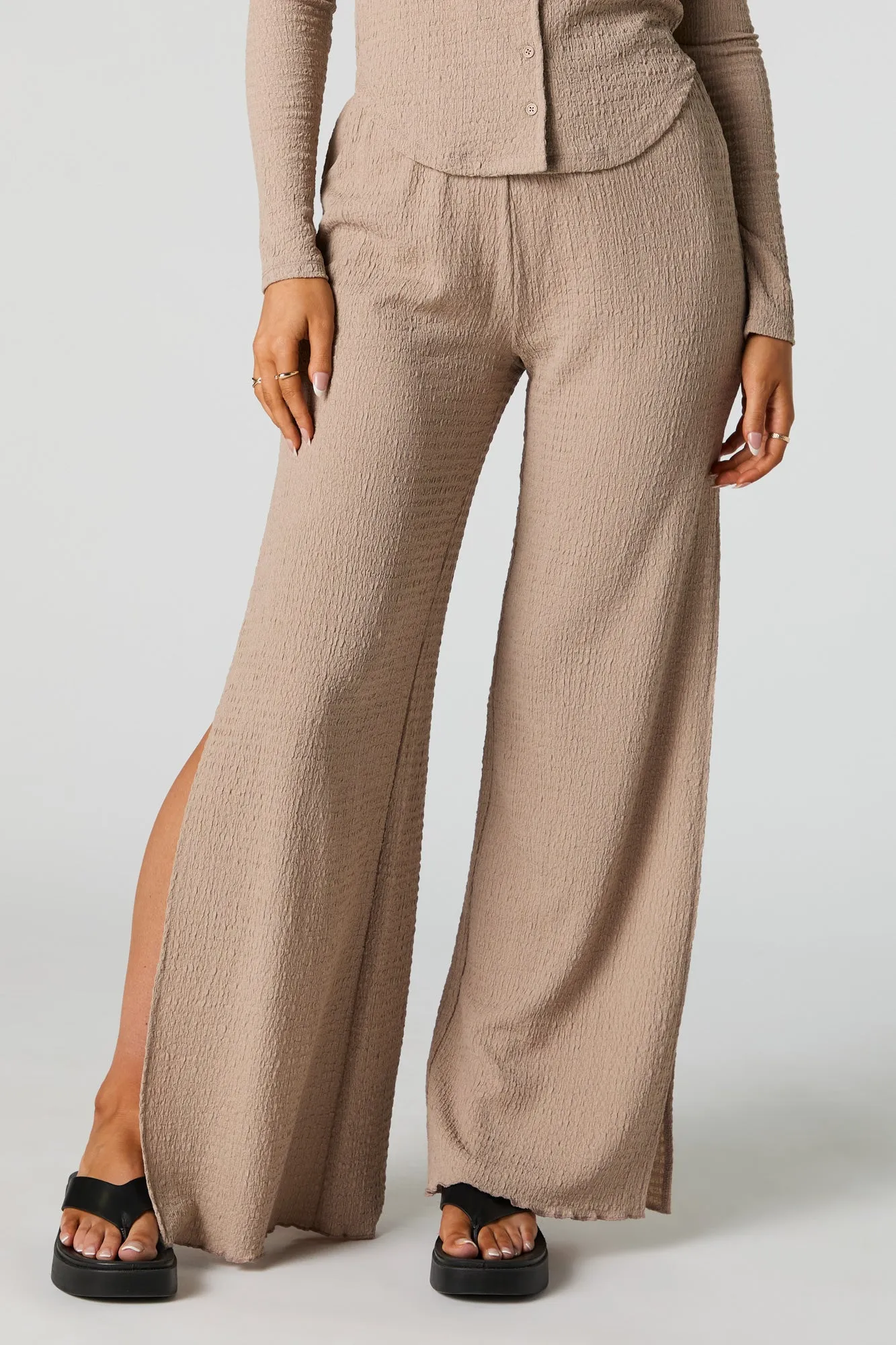 Palazzo en tricot texturé avec fente