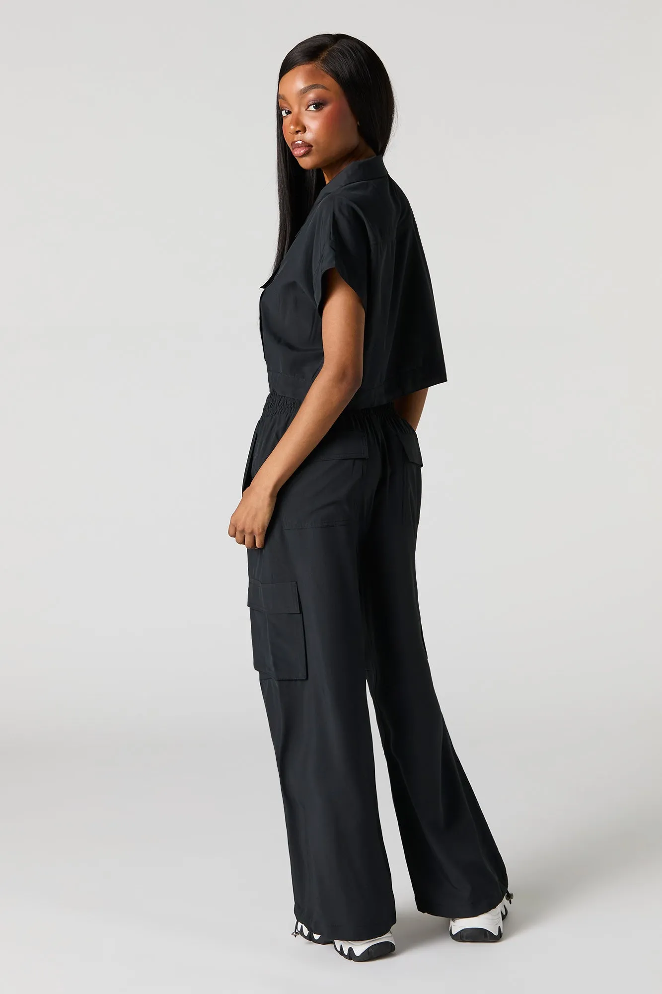 Pantalon cargo à jambe droite avec ourlet à barillet