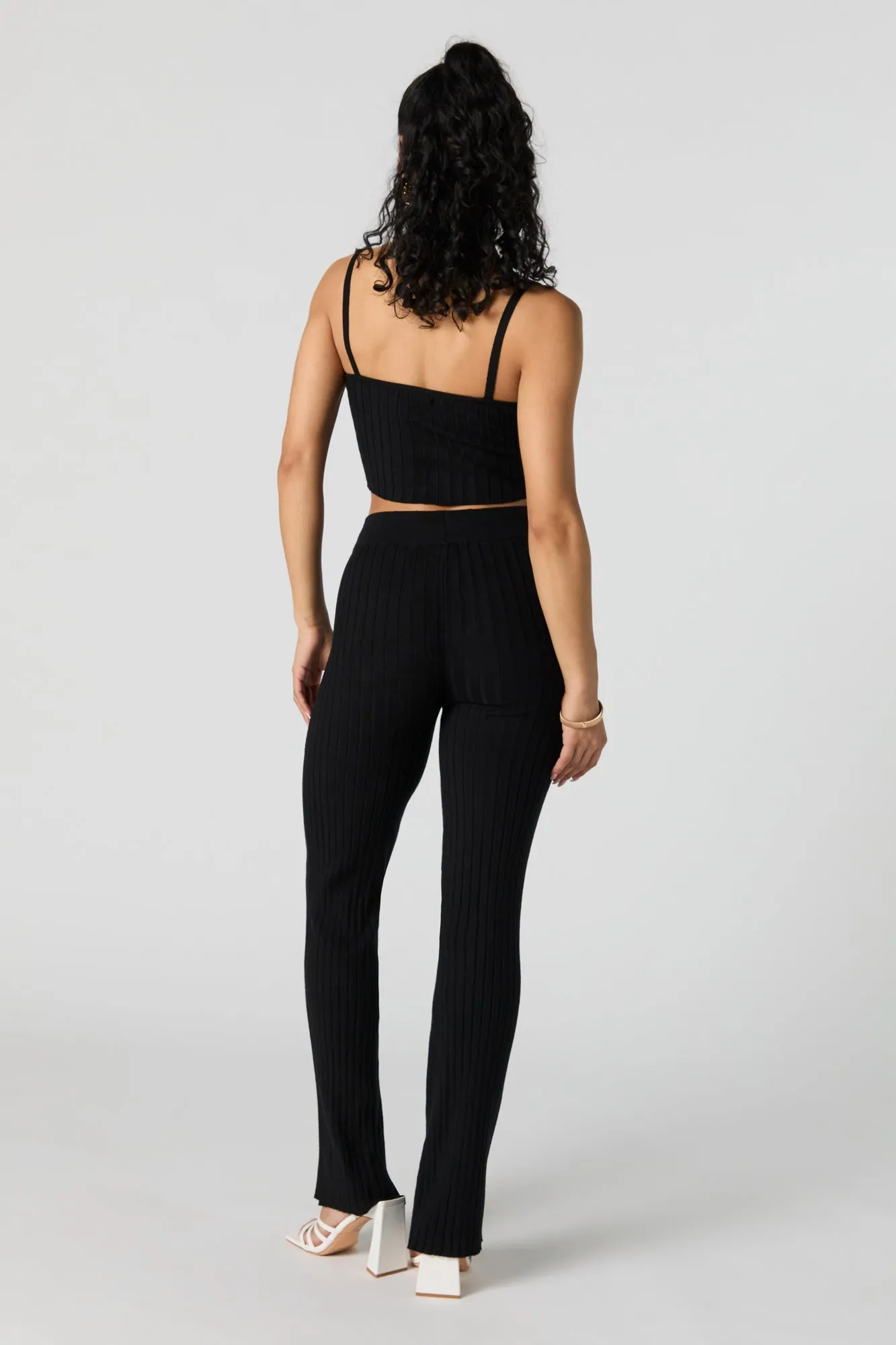 Pantalon en tricot côtelé avec taille coulissante