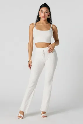 Pantalon en tricot côtelé avec taille coulissante