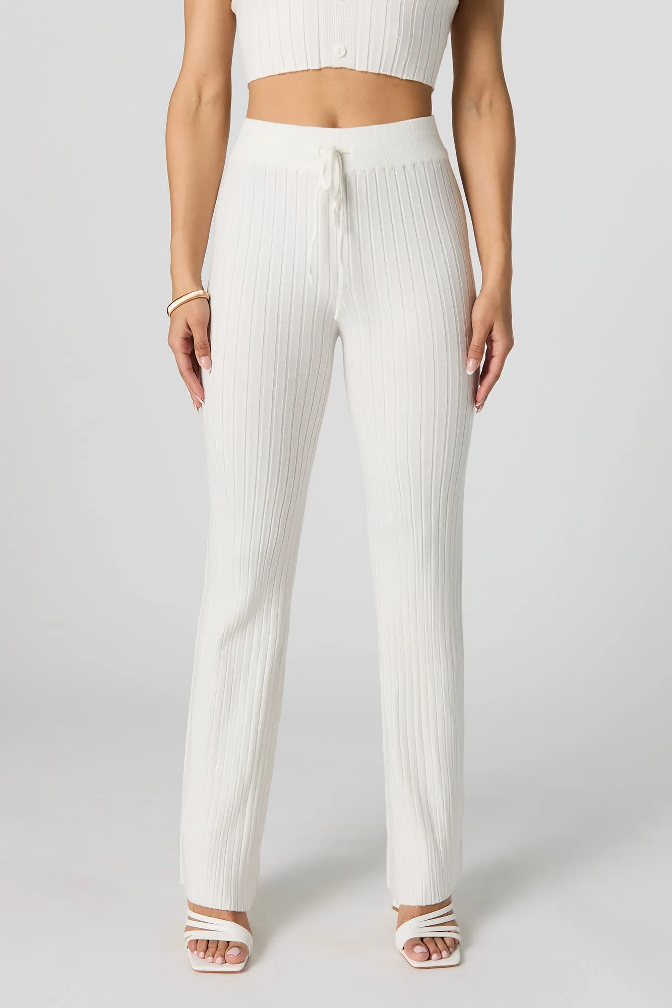 Pantalon en tricot côtelé avec taille coulissante