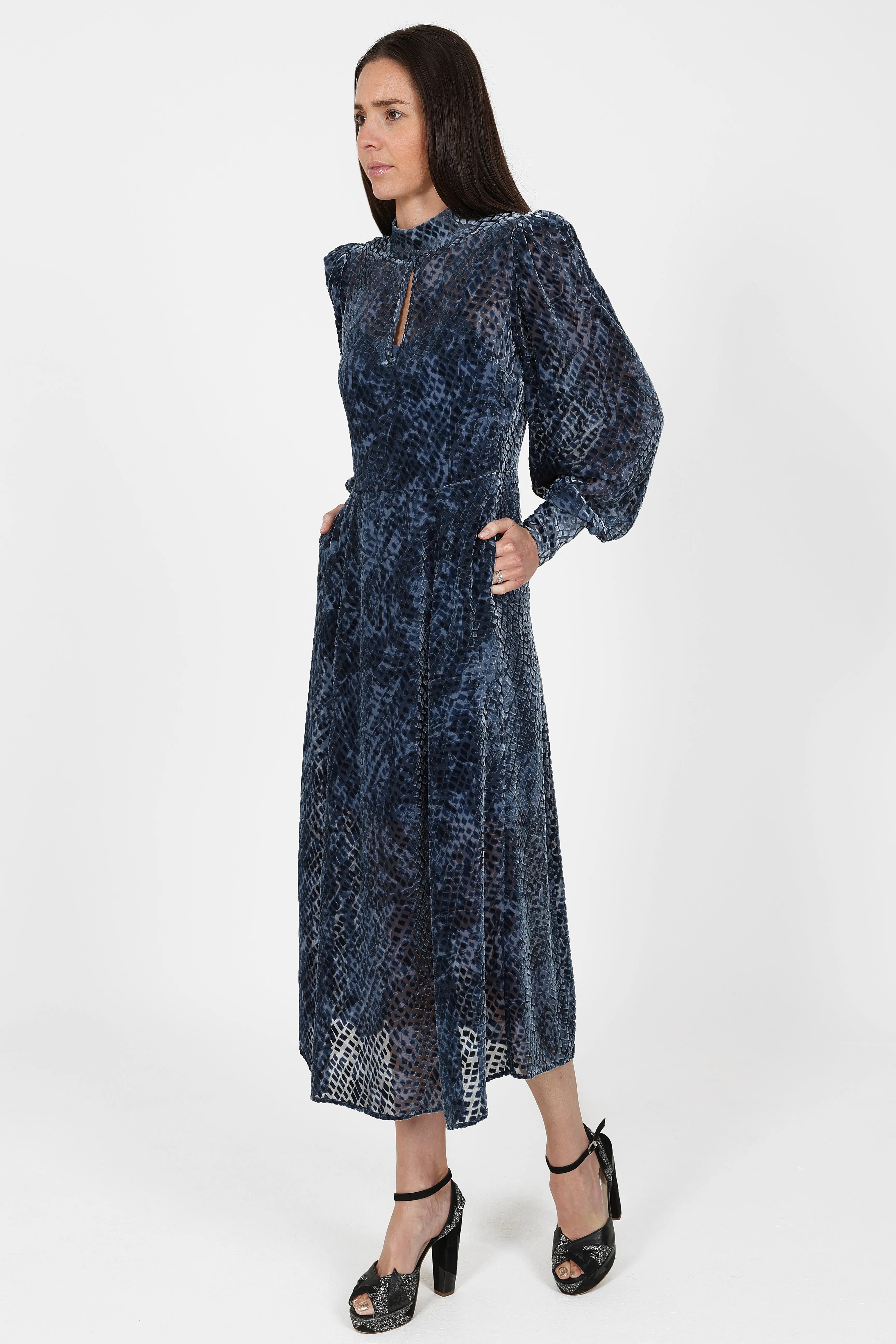 Paris Dress Navy Burnout
