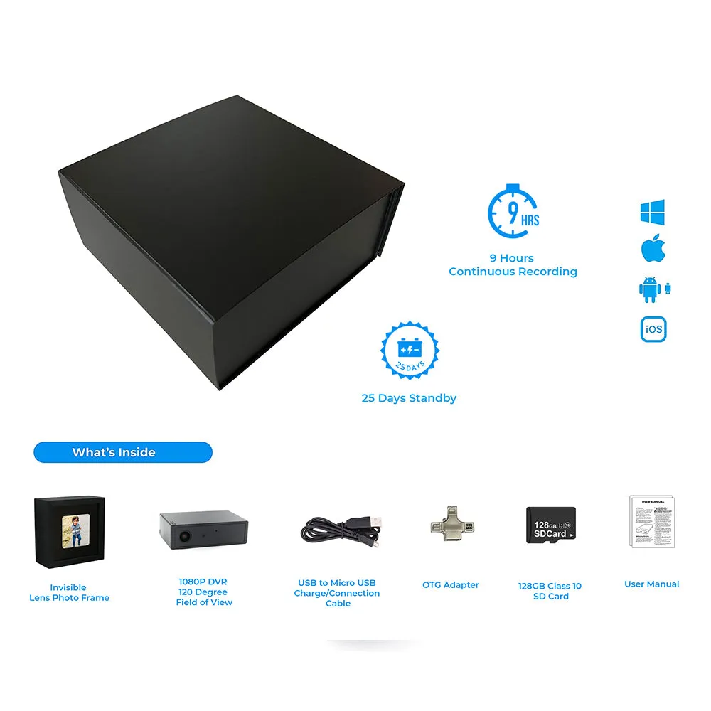 PBN-TECH CV-PF1 Cam-Vox Photo Frame 1080P 128GB DVR – 9 Hours Continuous