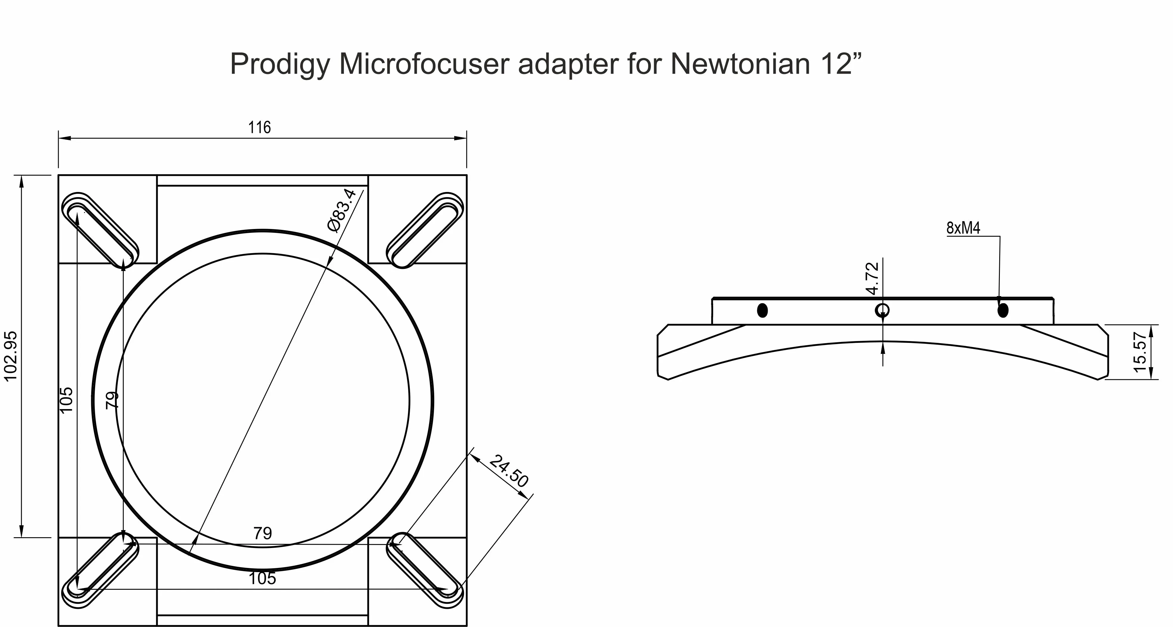 Pegasus Astro Prodigy Microfocuser Telescope Adapter for Newtonian 12-inch