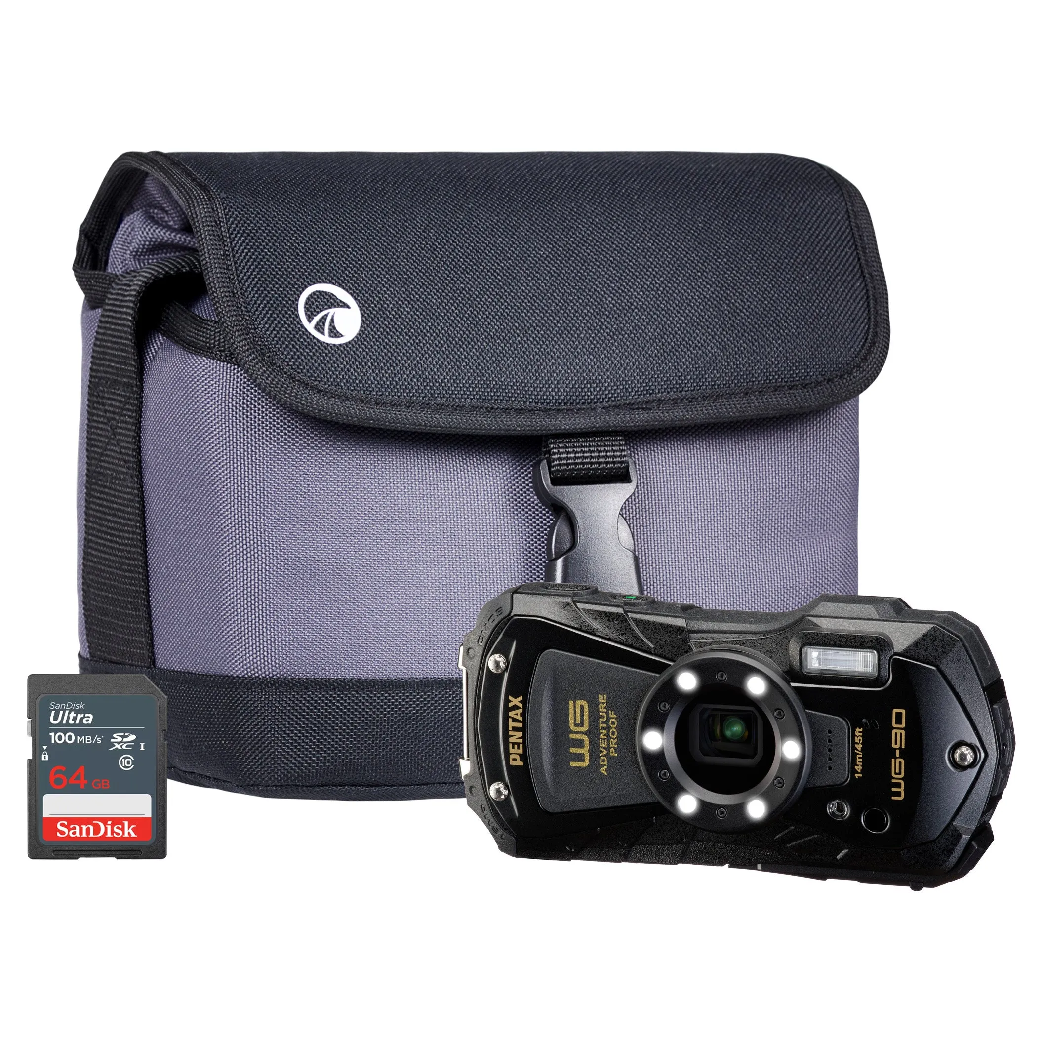 Pentax WG-90 16MP 5x Zoom Tough Compact Camera - Black