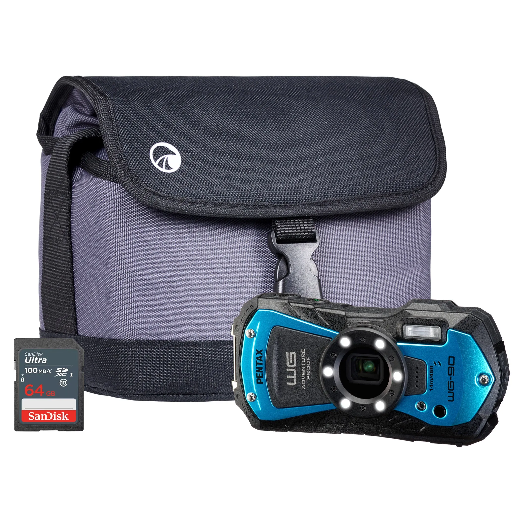 Pentax WG-90 16MP 5x Zoom Tough Compact Camera - Blue