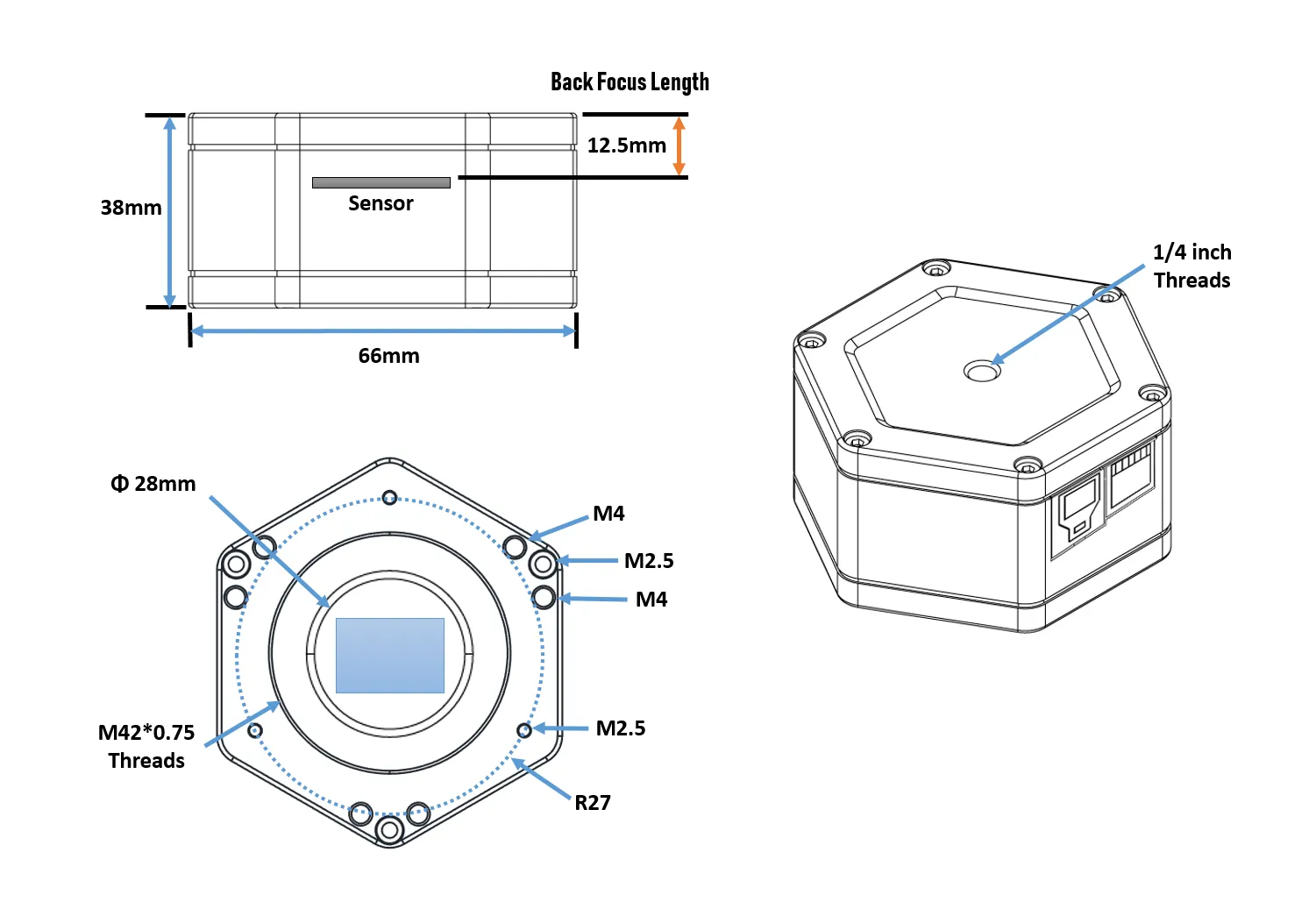 Player One Astronomy Apollo-M (IMX174)USB3.0 Mono Camera