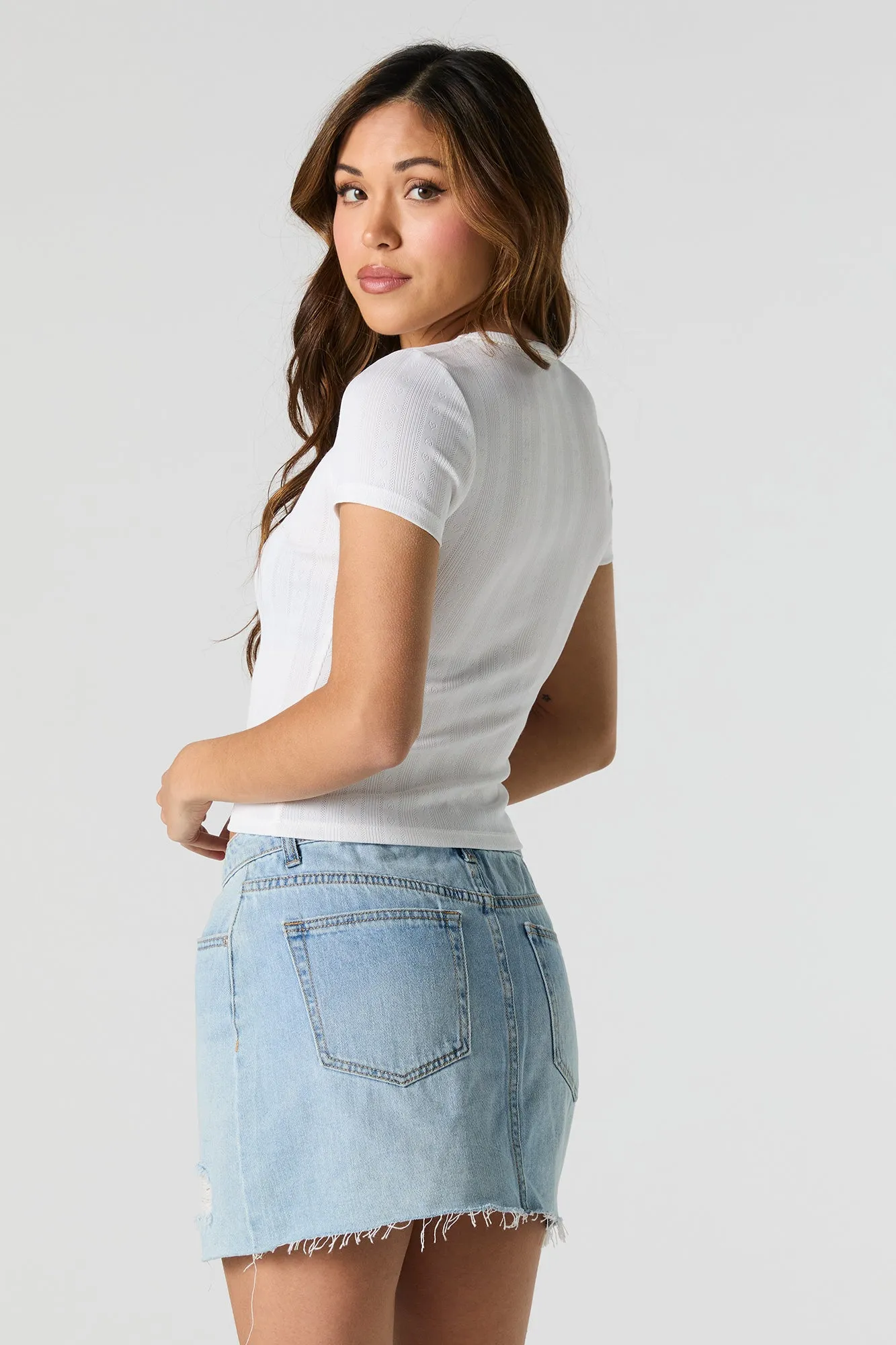 Pointelle Knit Rosette Baby T-Shirt