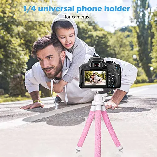 Portable, Flexible Phone Tripod w/Wireless Remote and Universal Clip, Pink