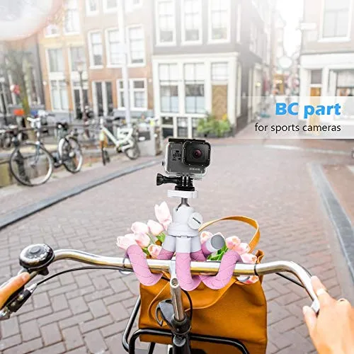 Portable, Flexible Phone Tripod w/Wireless Remote and Universal Clip, Pink
